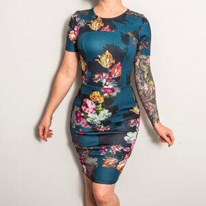 ASOS Scuba Deep Blue Floral Bodycon